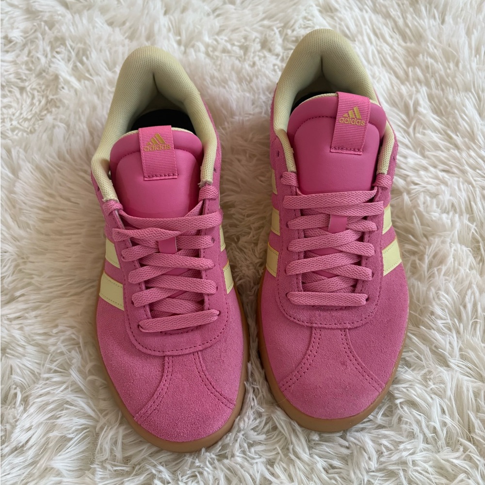 Adidas Vibrant Pink and Soft Yellow Sneakers